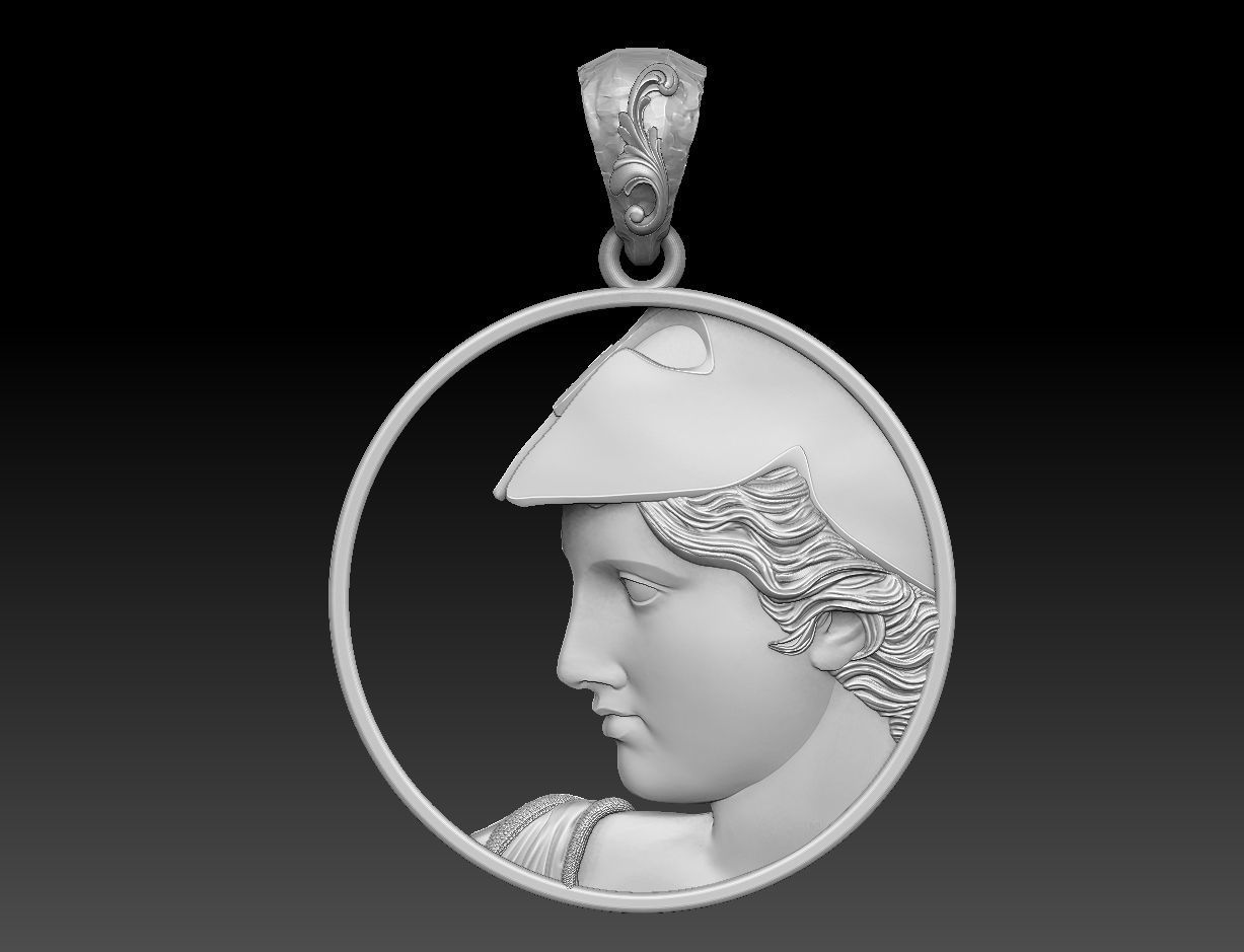 athena goddess pendant 3 versions 3D print model_3