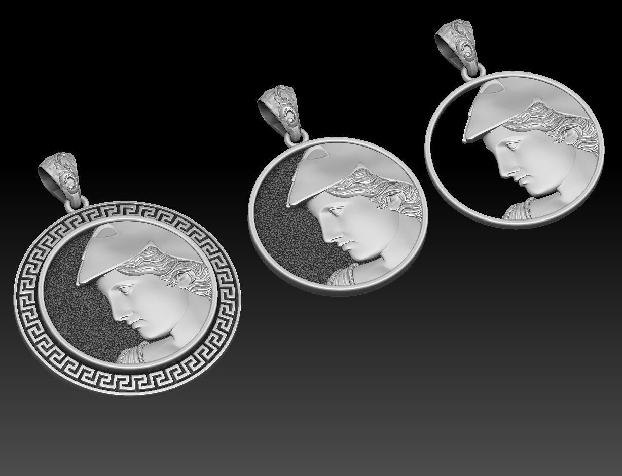 athena goddess pendant 3 versions 3D print model_11