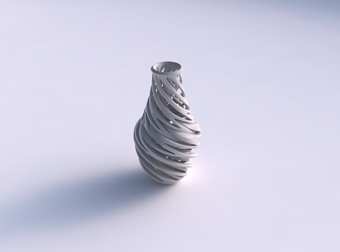 Vase curved 2 with intertwining lines very twisted