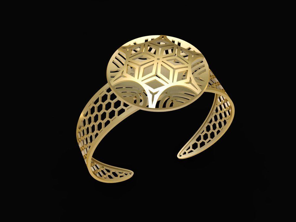 3D Jewelry Set Hexagon Geometric Ring Earrings Bracelet Pen 2128 3D print model_3