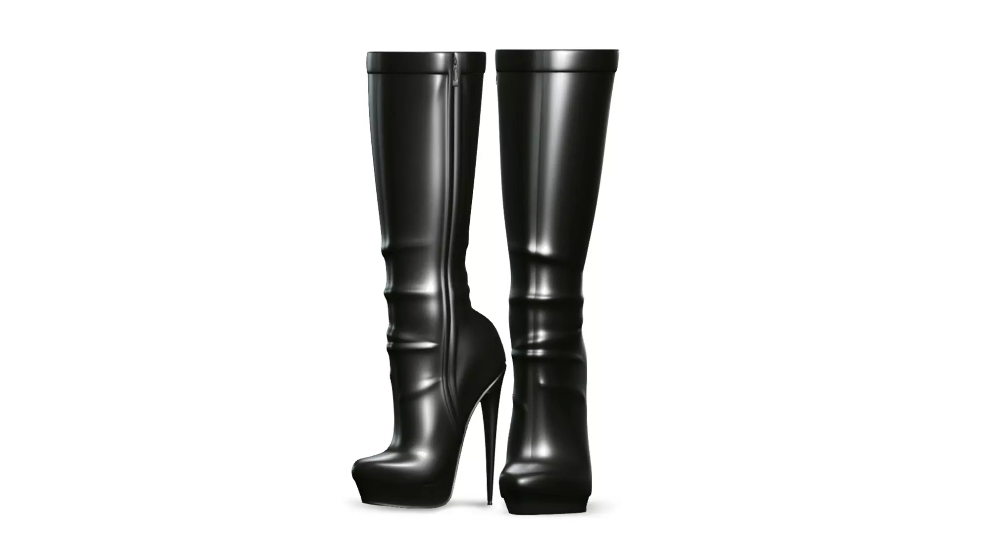 Knee High Black Boots Low-poly 3D model