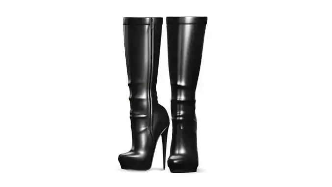 Knee High Black Boots Low-poly 3D model