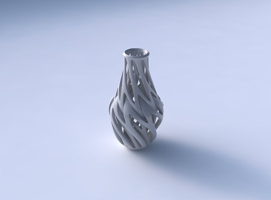 Vase curved 2 with intertwining lines twisted 3D print model_3