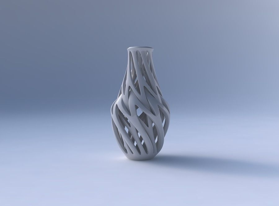 Vase curved 2 with intertwining lines twisted 3D print model_4
