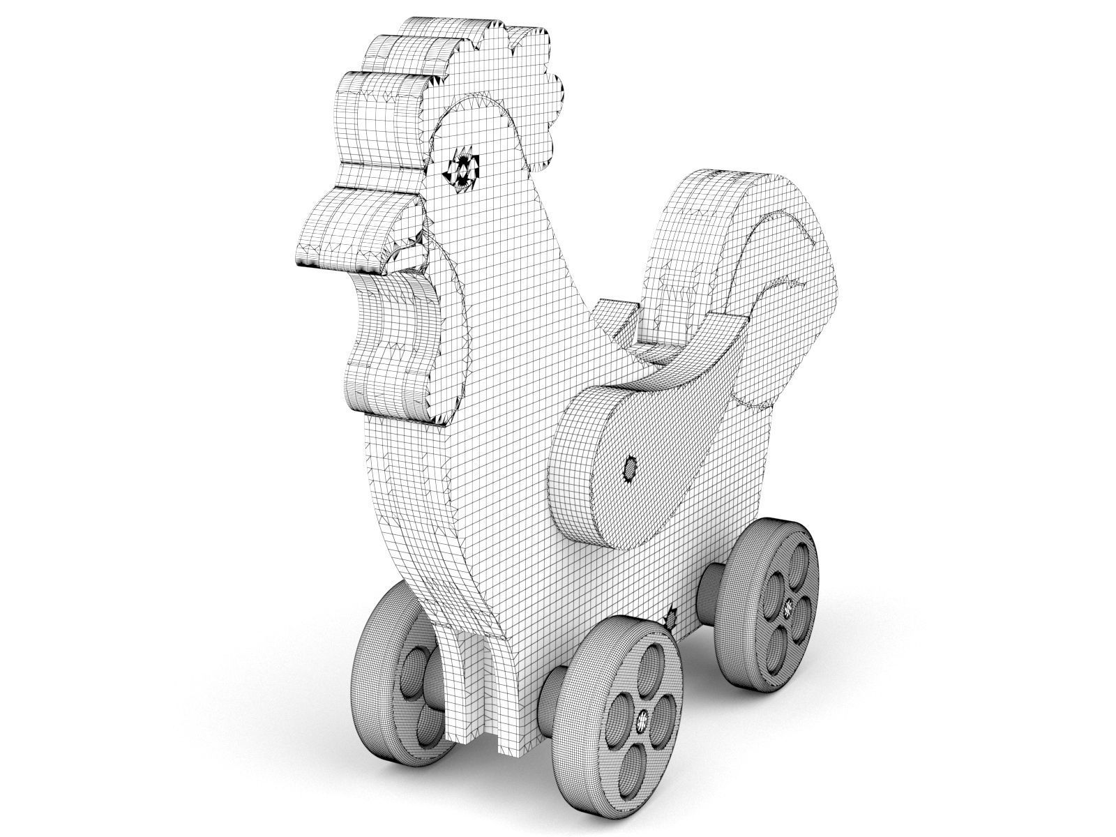 Wooden toy chick 3D model_1