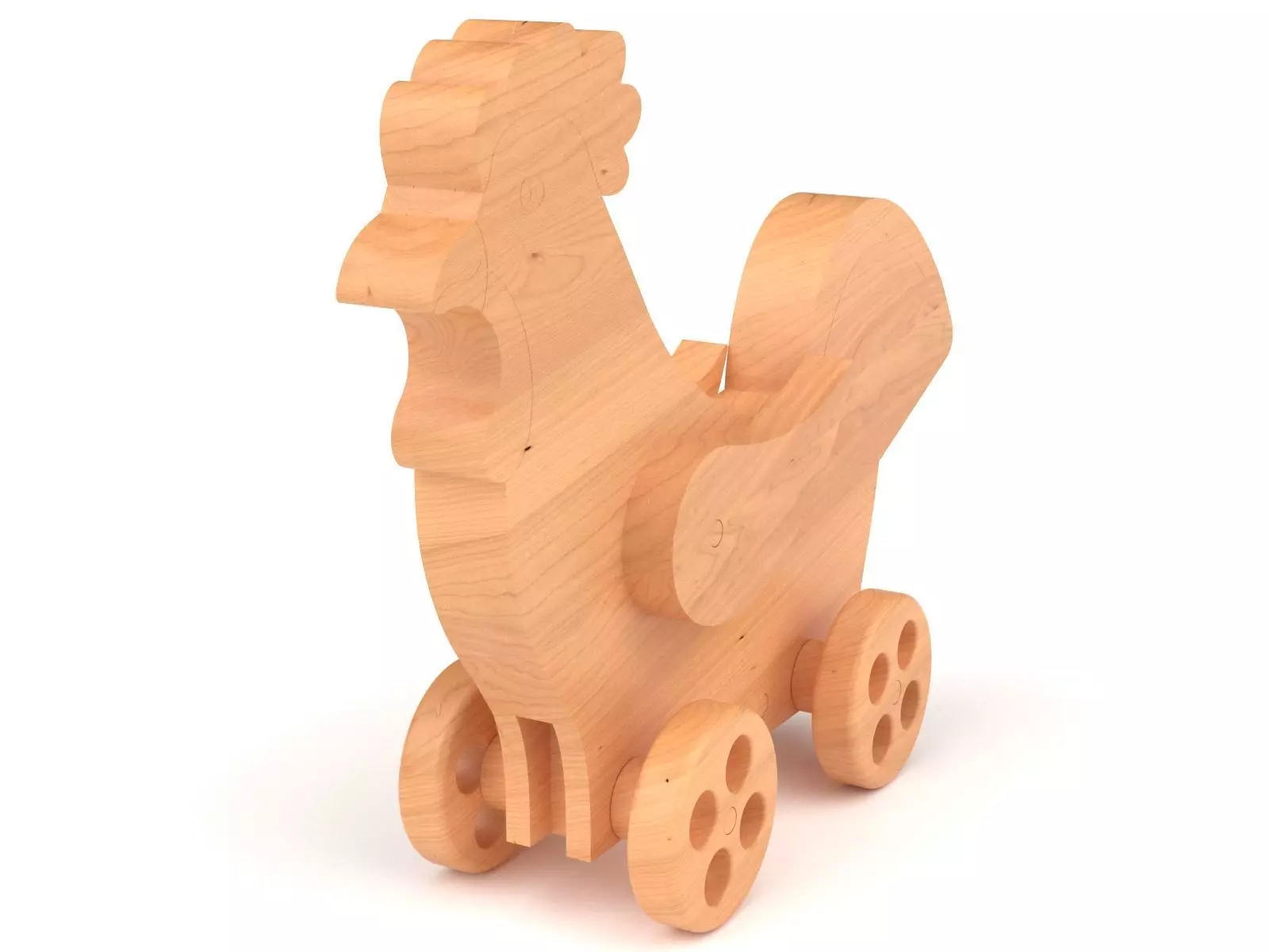Wooden toy chick 3D model_0