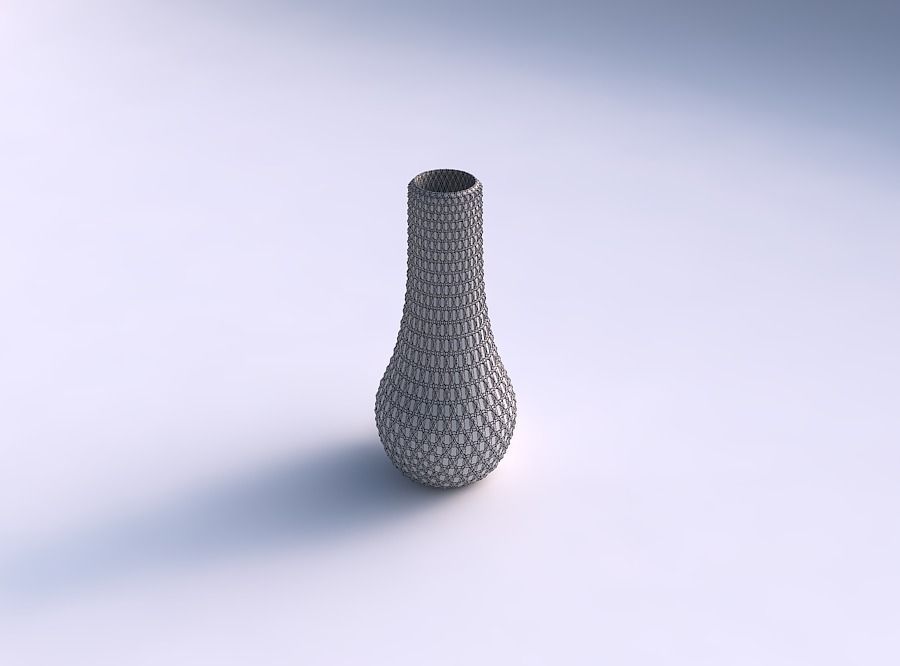 Vase curved 2 with grid piramides 3D print model_5