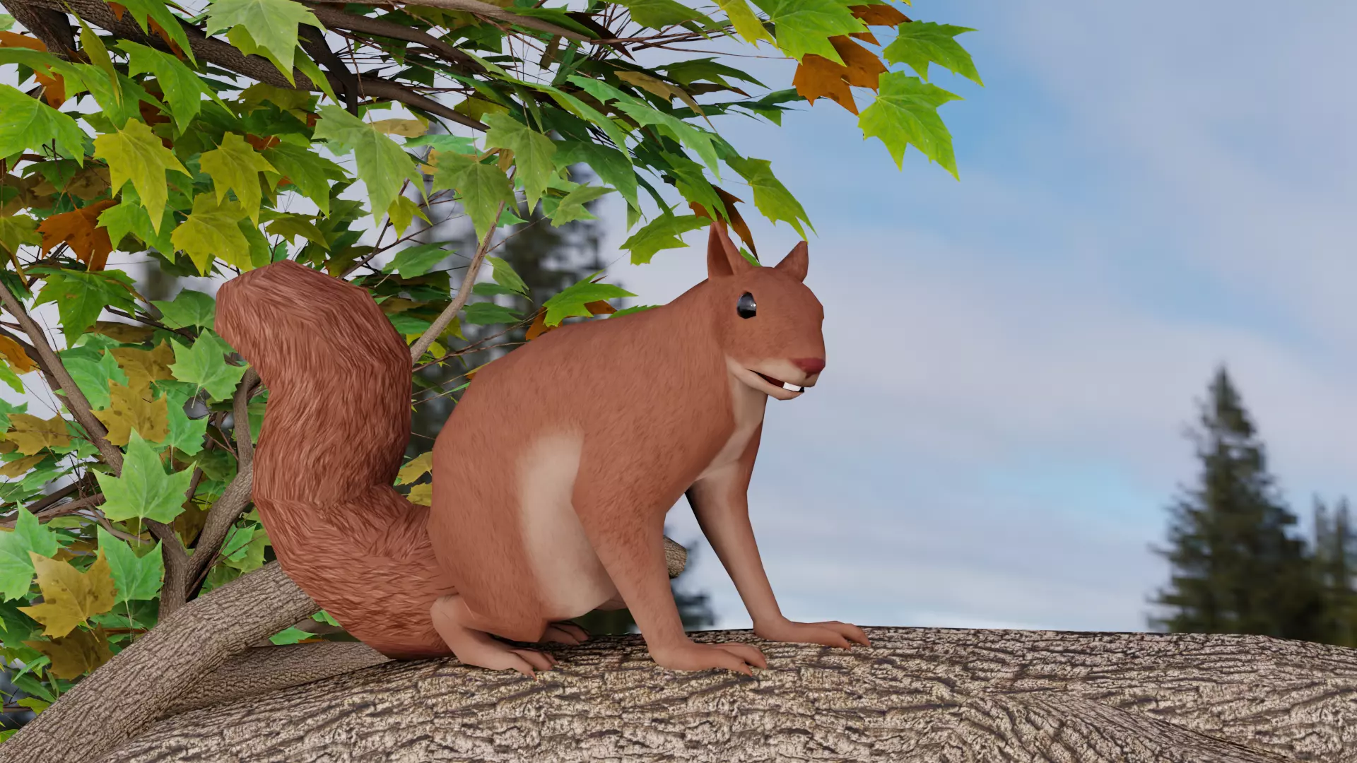 Low Poly Squirrel 3D model with texture and Rigg Low-poly 3D model_0