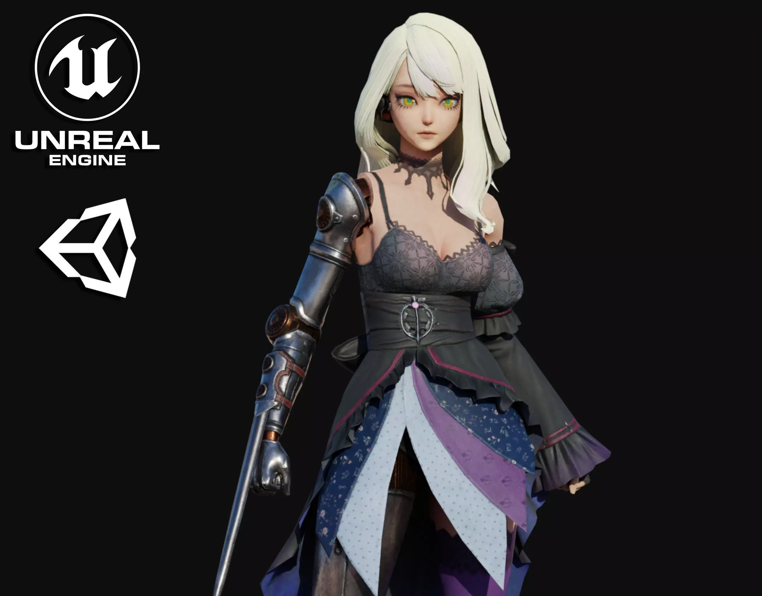 Violetta Girl Low-poly 3D model