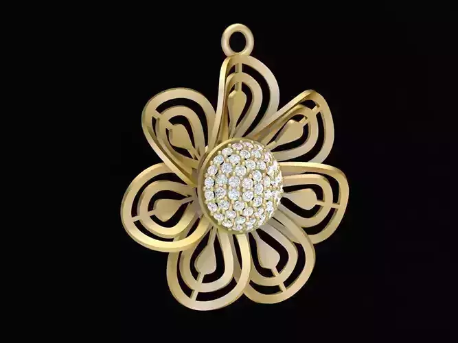Elegant Flower Pendant Jewelry 3D Model  2133