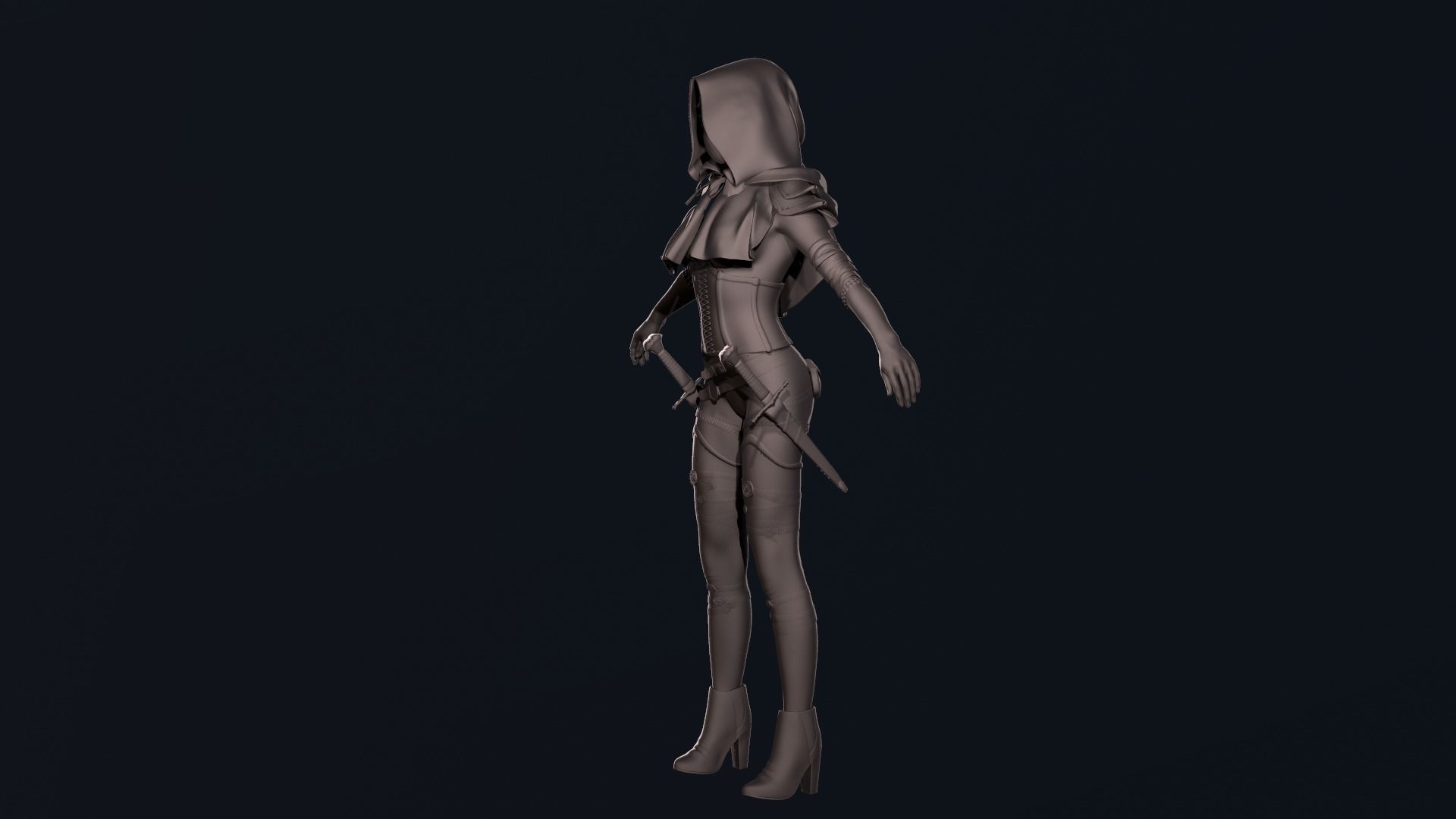 Girl Assassin - Base Mesh 3D model_9