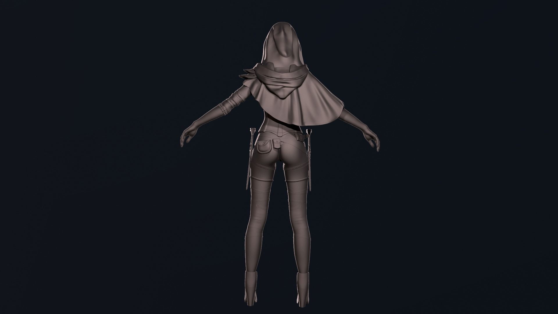Girl Assassin - Base Mesh 3D model_6