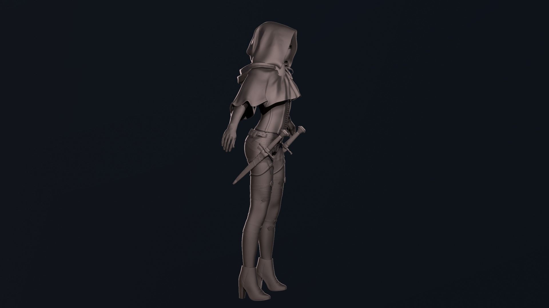 Girl Assassin - Base Mesh 3D model_3