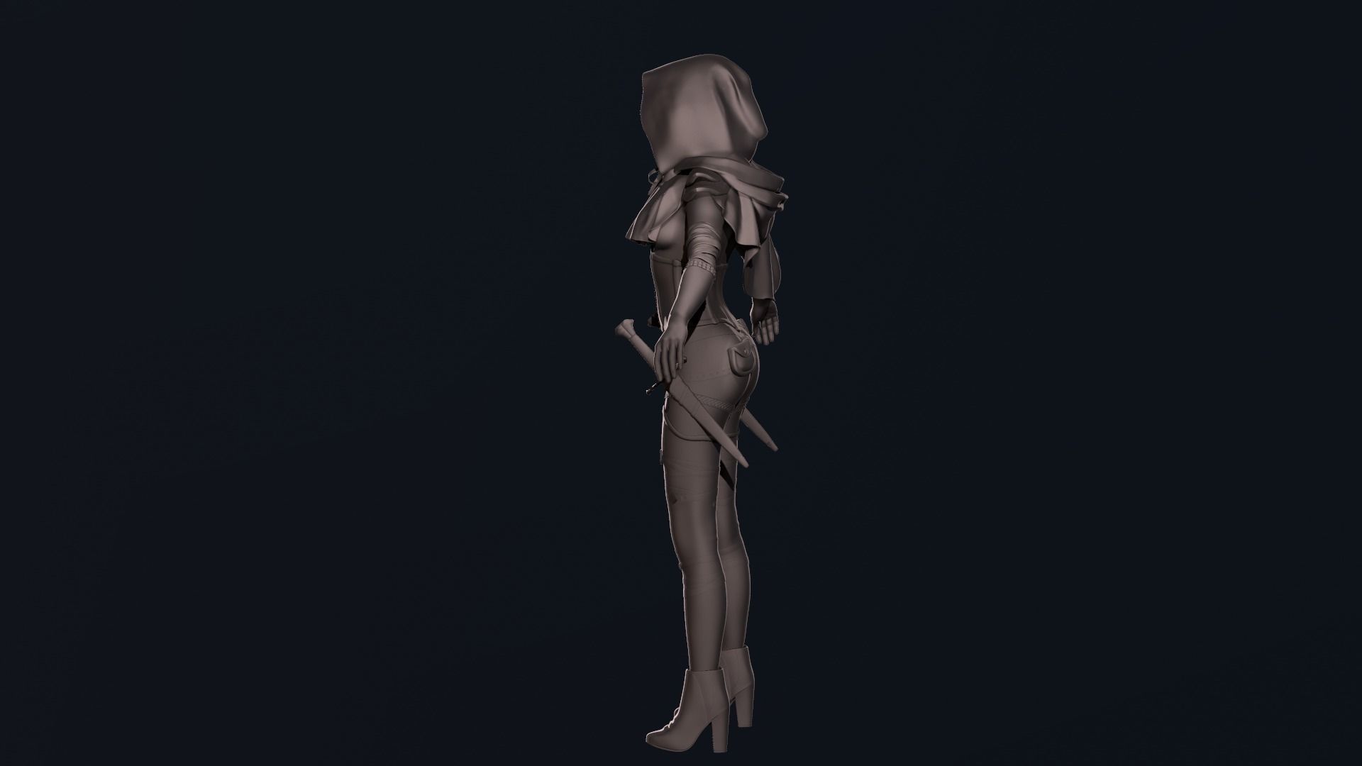 Girl Assassin - Base Mesh 3D model_8