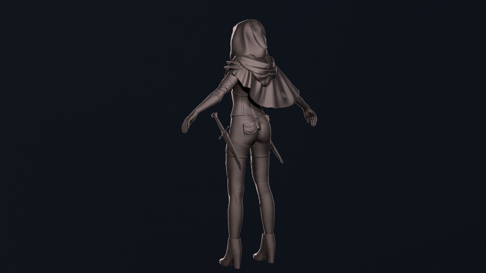 Girl Assassin - Base Mesh 3D model_7
