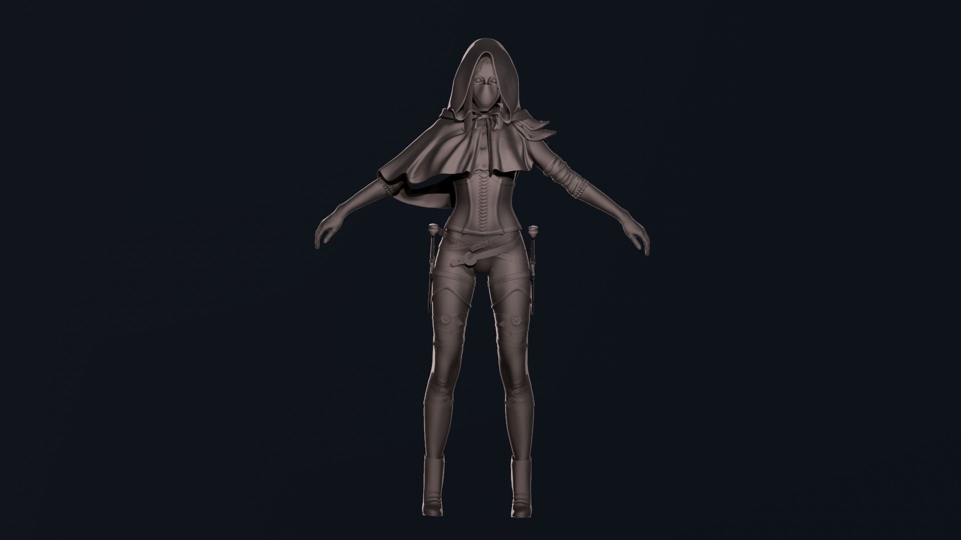Girl Assassin - Base Mesh 3D model_1
