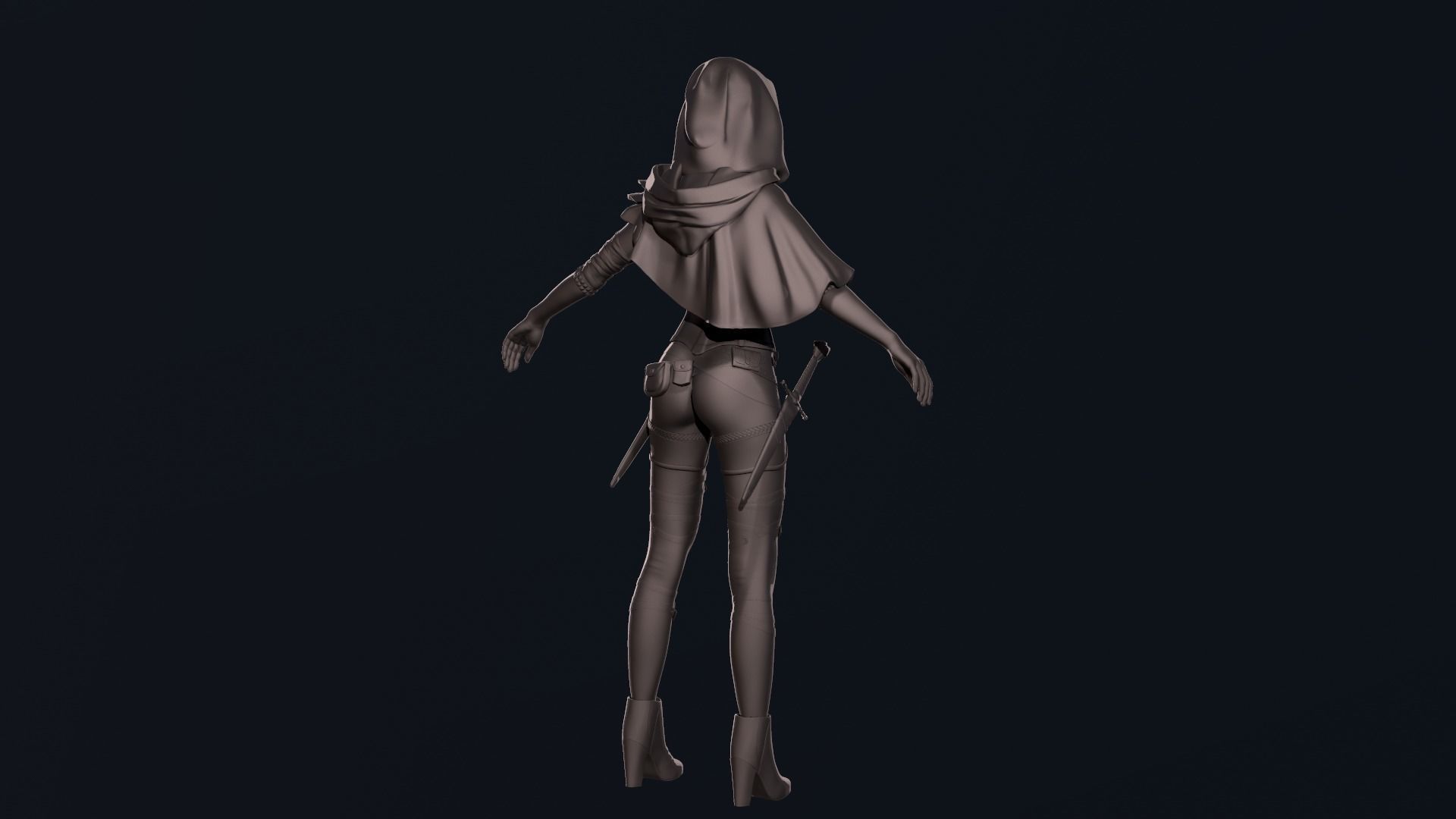 Girl Assassin - Base Mesh 3D model_5