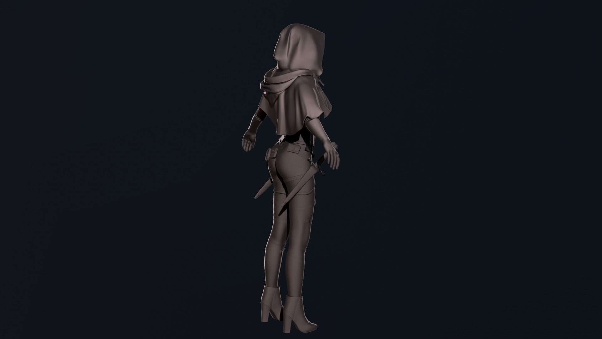 Girl Assassin - Base Mesh 3D model_4