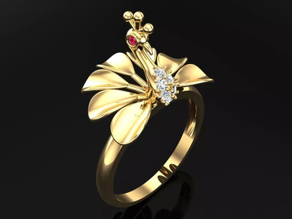 Peacock ring - Bird ring - Diamond ring - Womens ring - N1207 3D print model