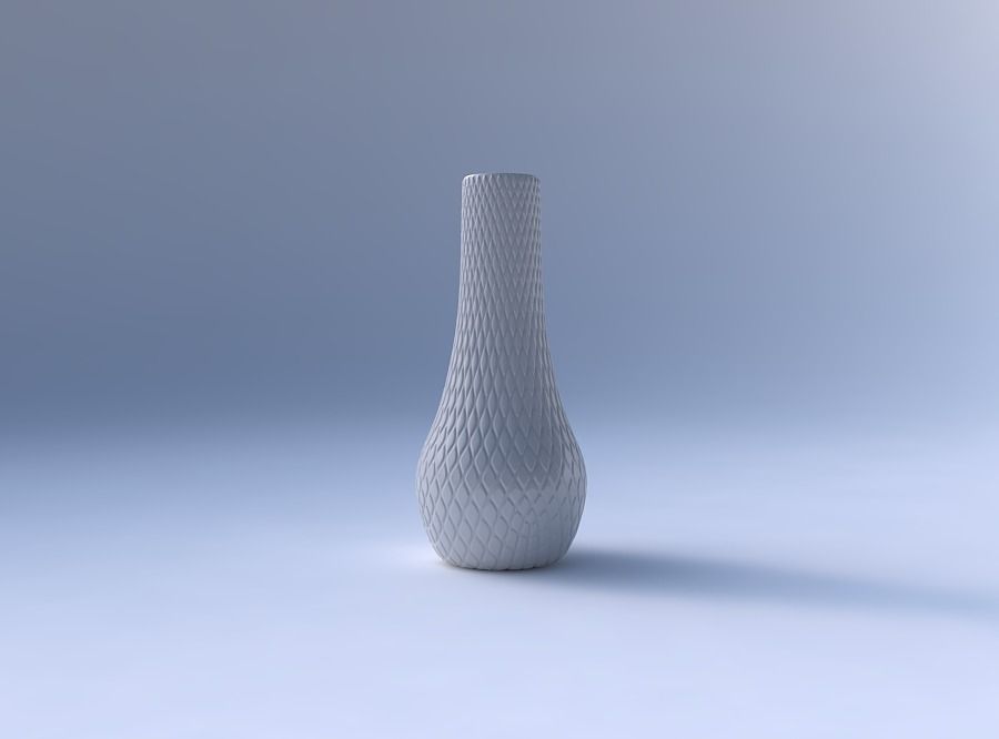 Vase curved 2 with diagonal grid bulges 3D print model_4