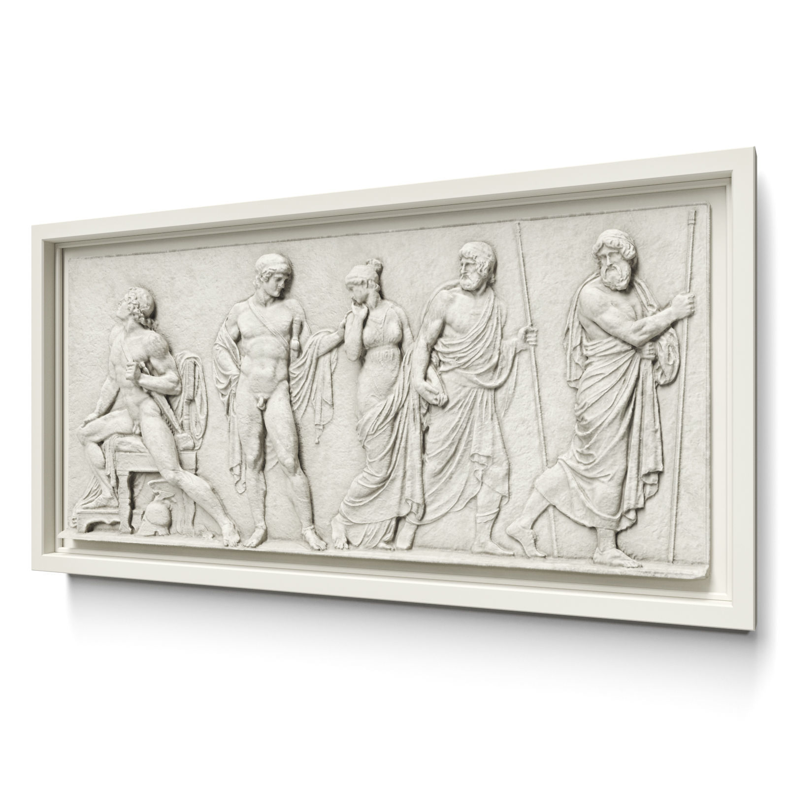 Classic greek wall relief 3D model_1