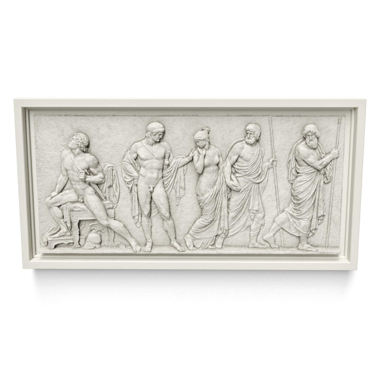 Classic greek wall relief 3D model_3