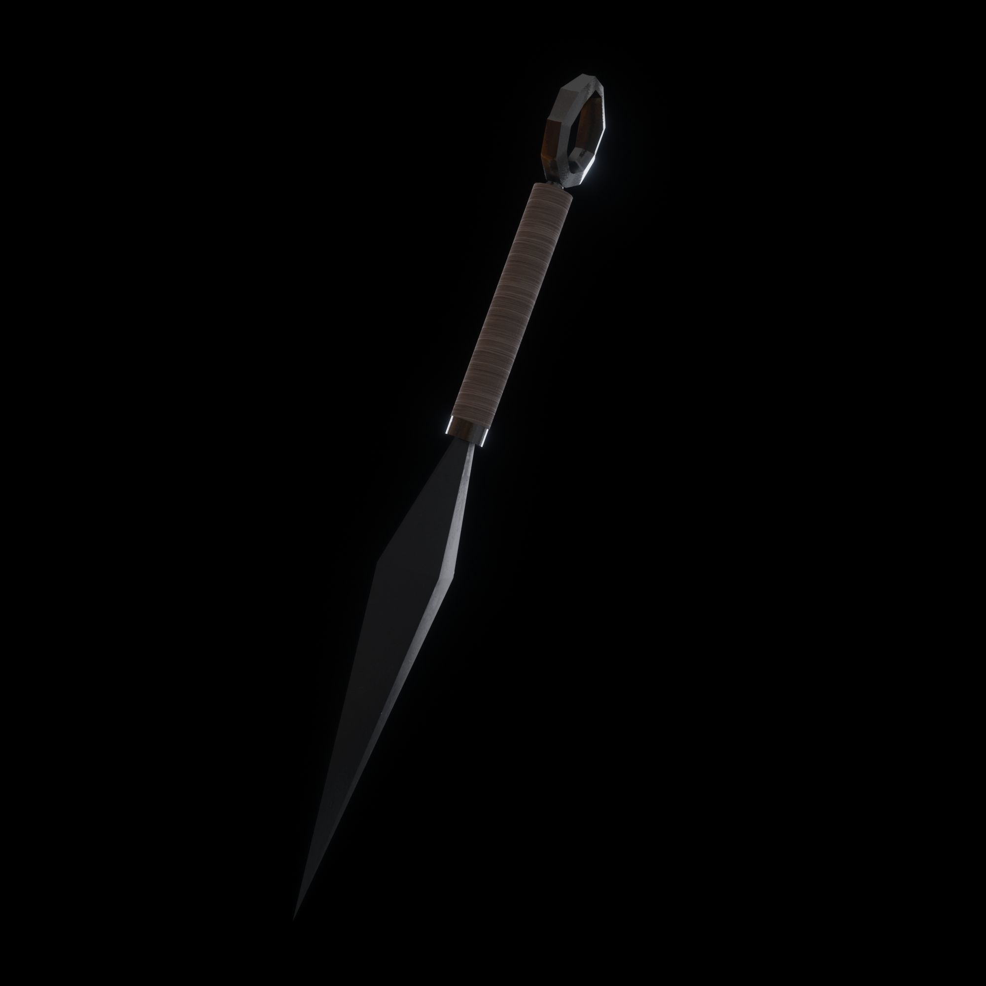Kunai with holder Free low-poly 3D model_1