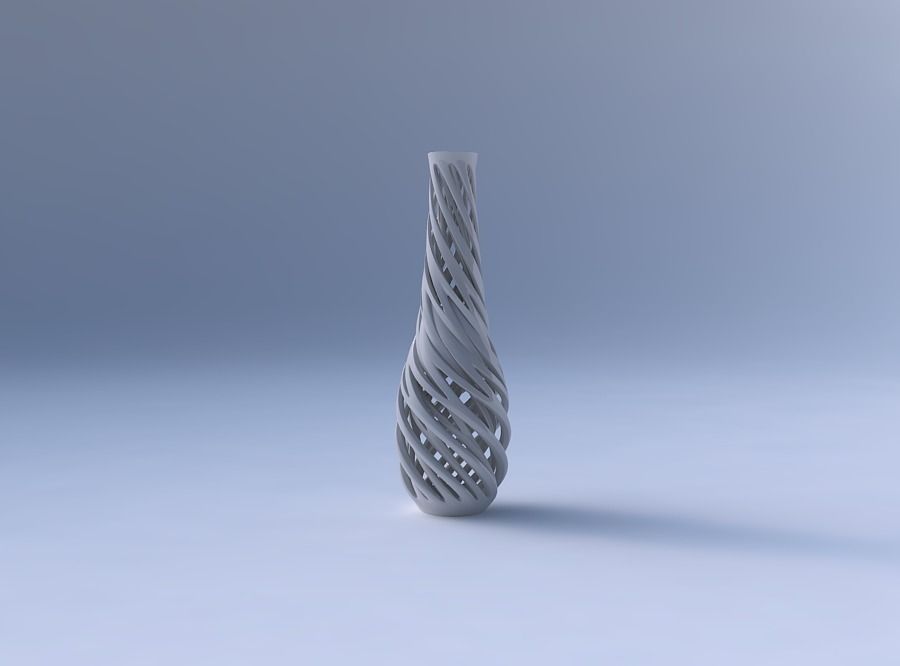Vase curved 2 smaller with intertwining lines very twisted an... 3D print model_4