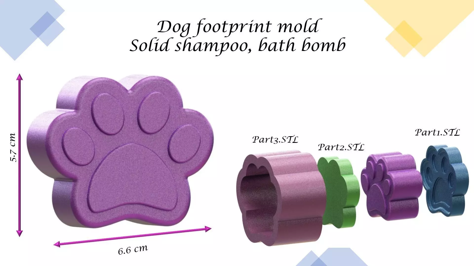 Dog footprint mold Bath bomb Solid shampoo 3D print model