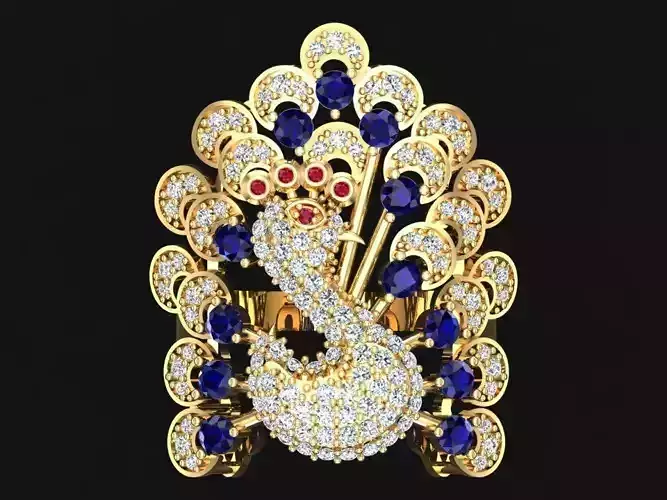 Peacock ring - Bird rings - Womens rings