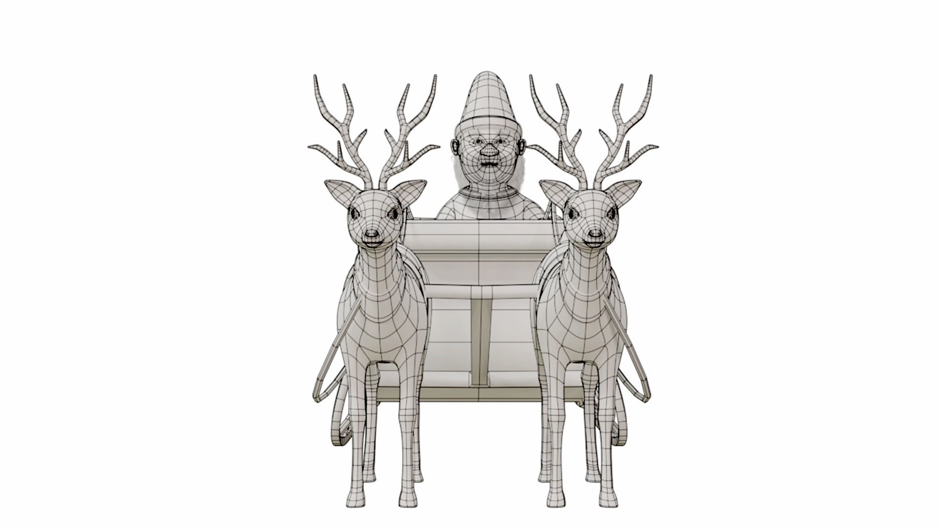 Fur Cartoon Santa Claus with deer Low-poly 3D model_18