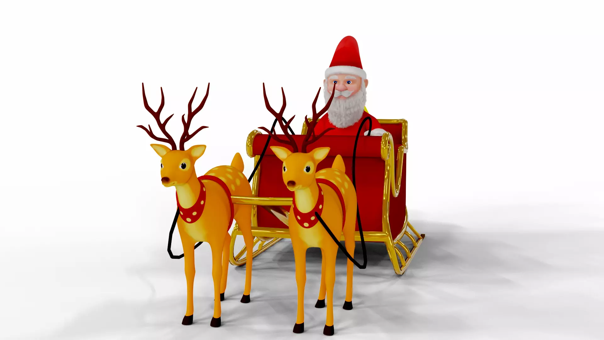 Fur Cartoon Santa Claus with deer Low-poly 3D model_0