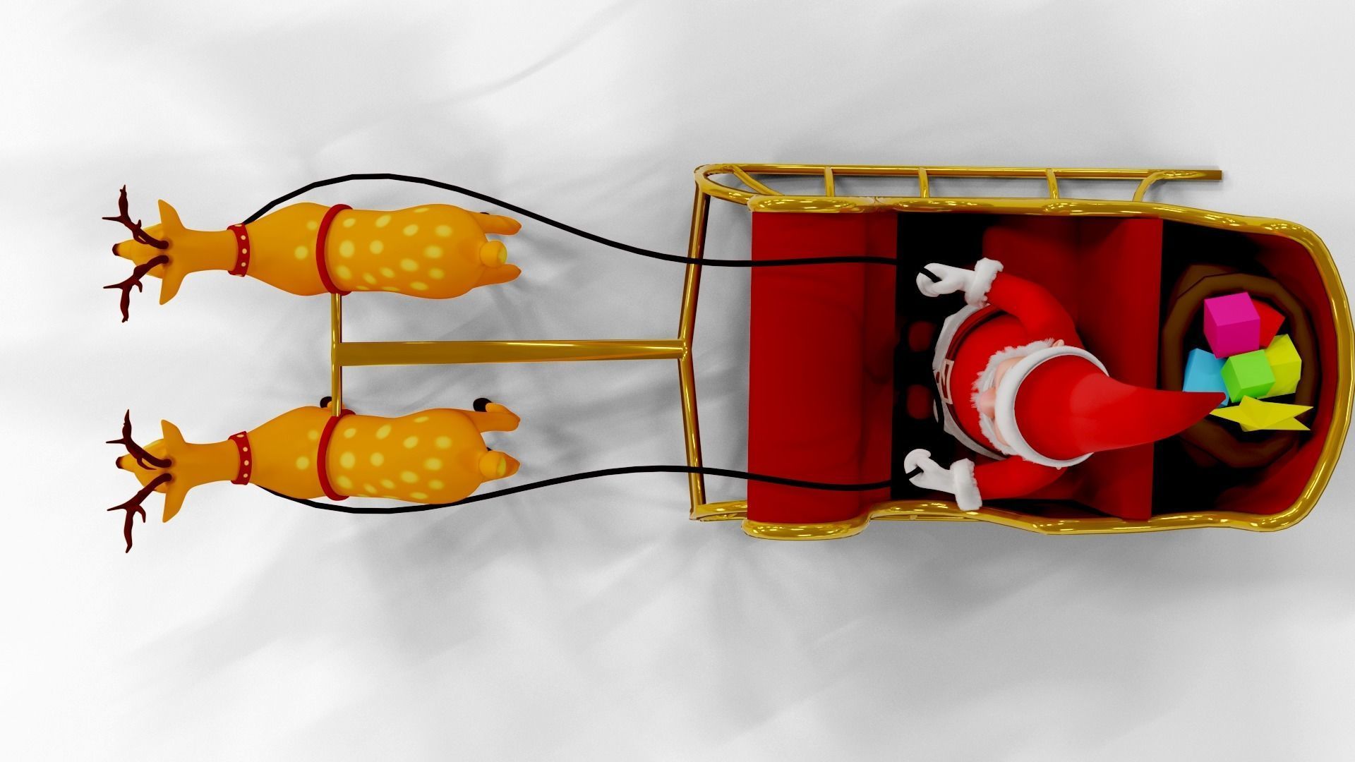 Fur Cartoon Santa Claus with deer Low-poly 3D model_7