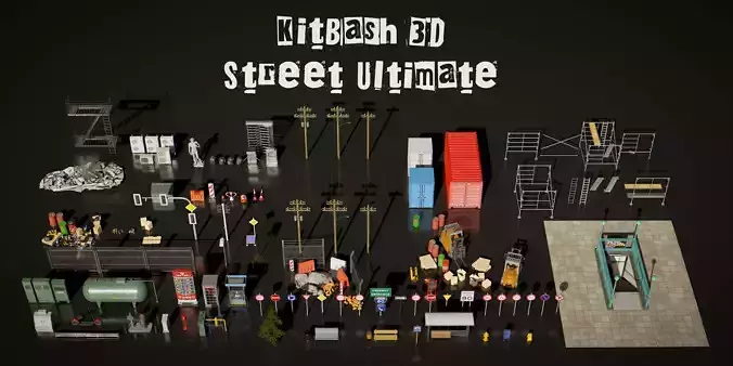 KitBash 3D Street Ultimate Low-poly 3D model