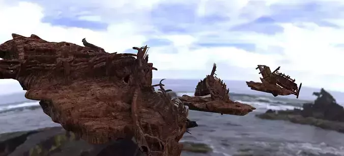 Shipwreck wrecked ship in ocean