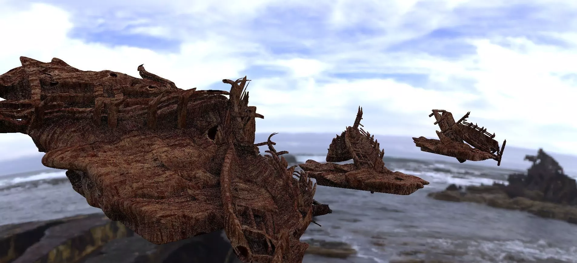 Shipwreck wrecked ship in ocean 3D model
