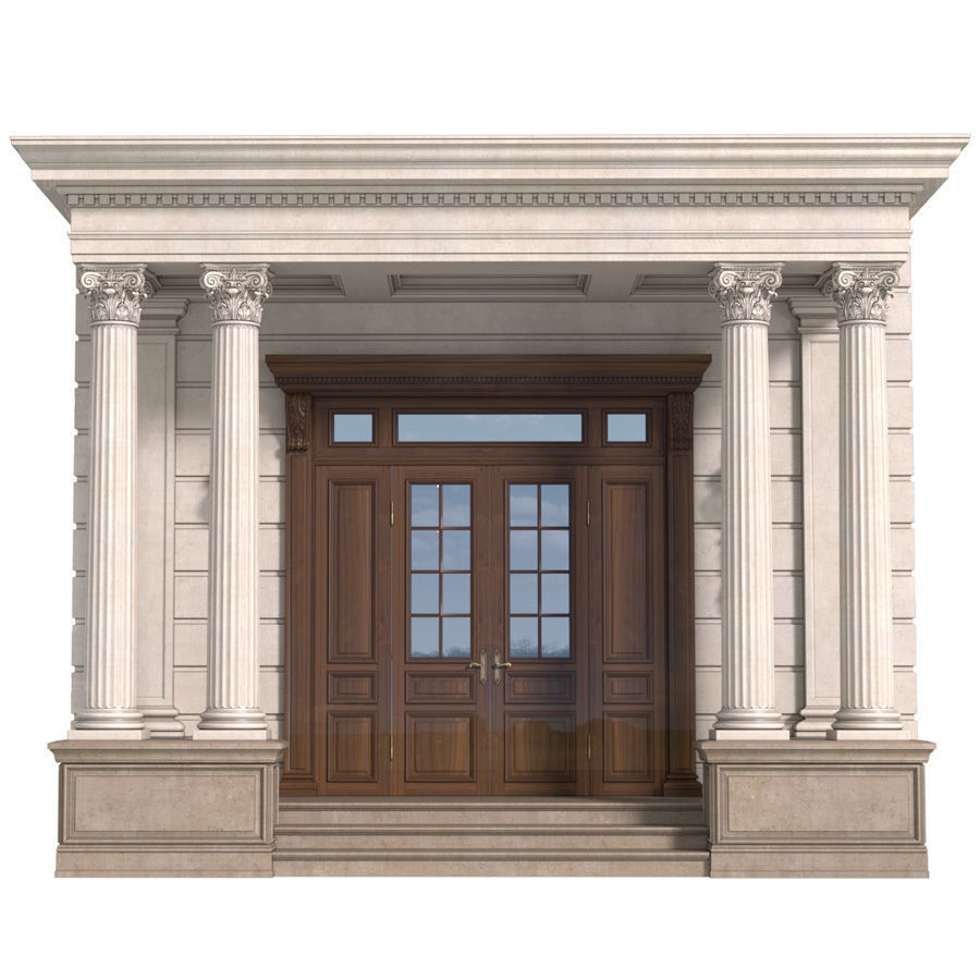 Entrance to the house Classic Porch Entry group 3D model_1