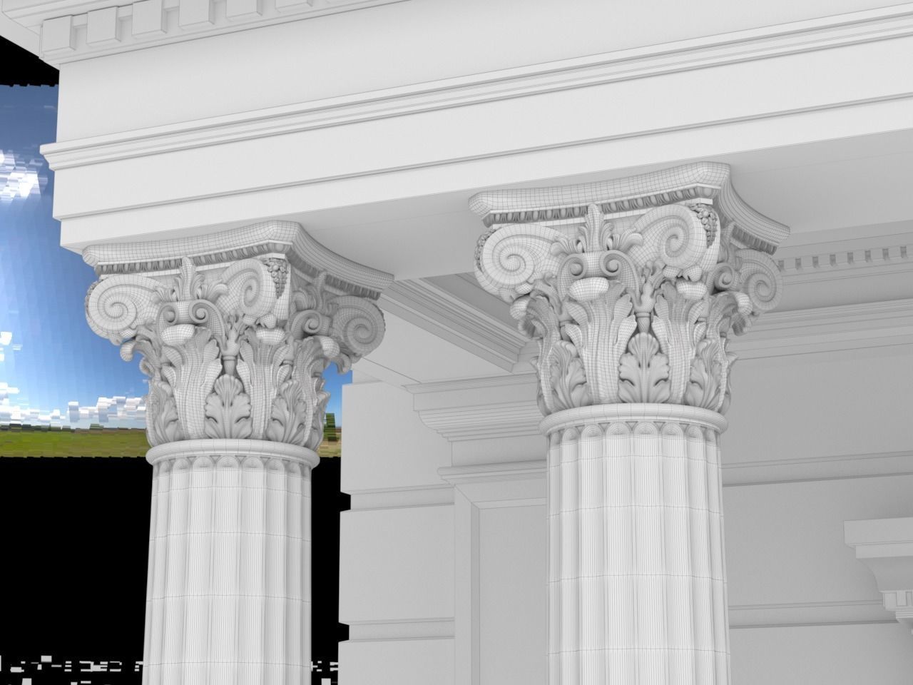 Entrance to the house Classic Porch Entry group 3D model_7