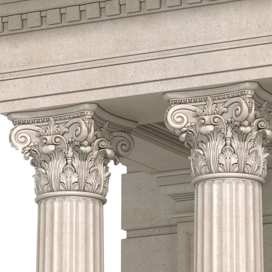 Entrance to the house Classic Porch Entry group 3D model_3