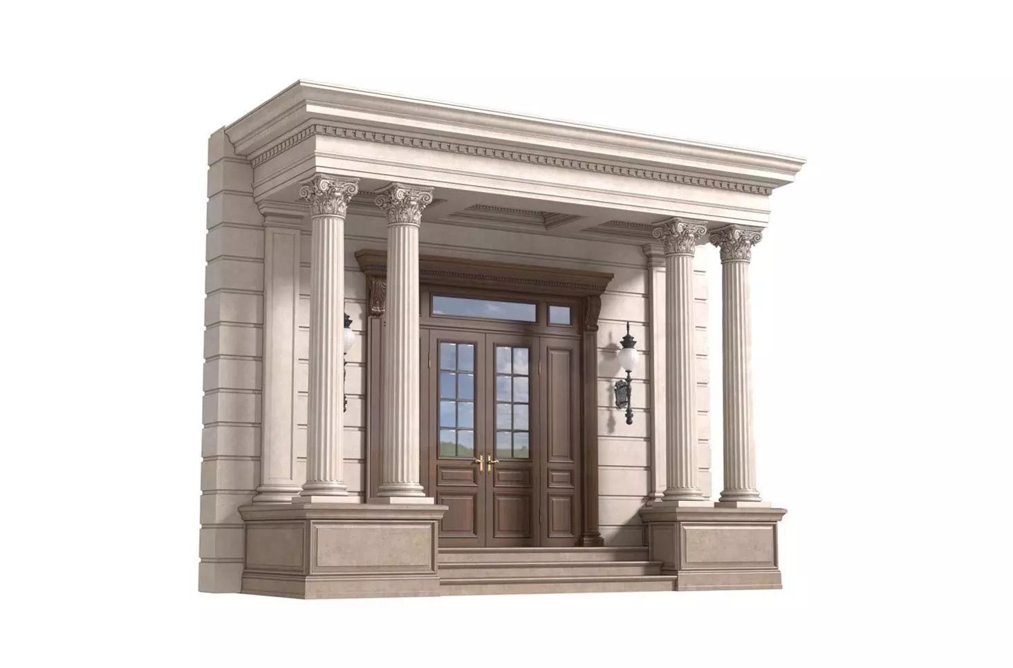 Entrance to the house Classic Porch Entry group 3D model_0
