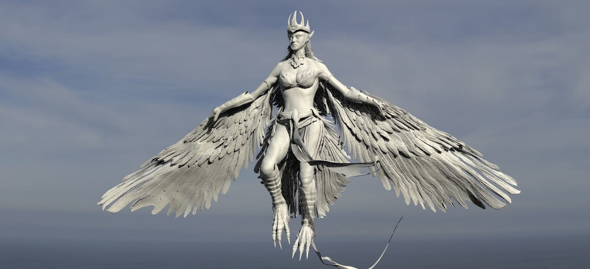 Harpy warrior kit bash scene 3D model_1