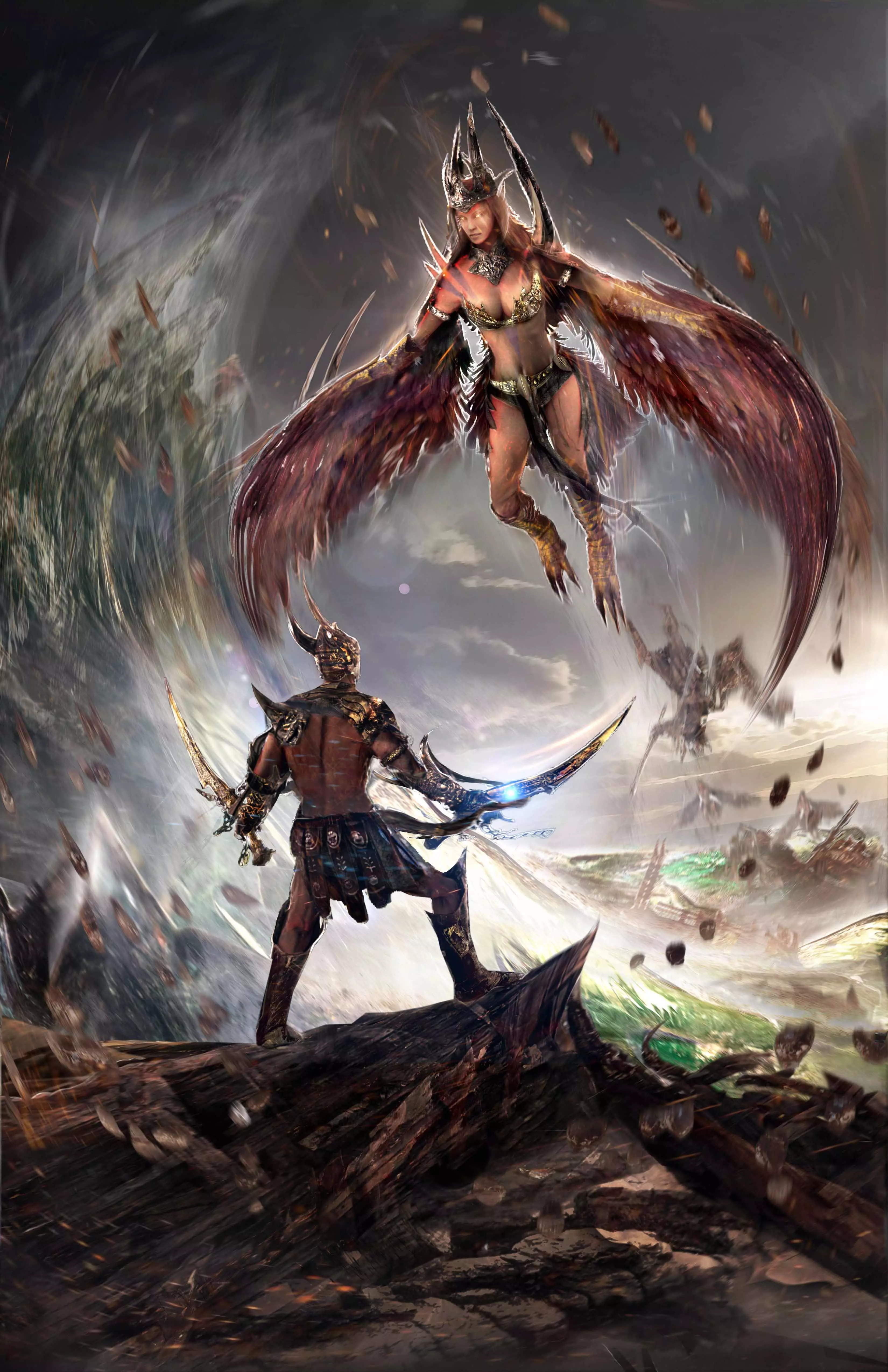 Harpy warrior kit bash scene 3D model_0