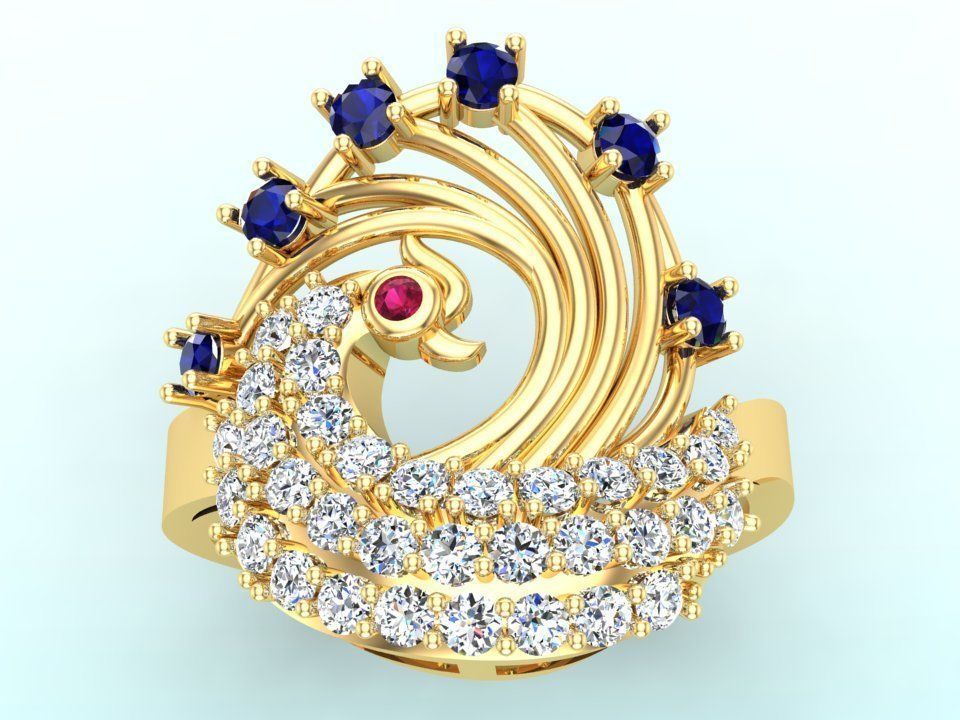 Peacock Ring - Bird ring 3D print model_1