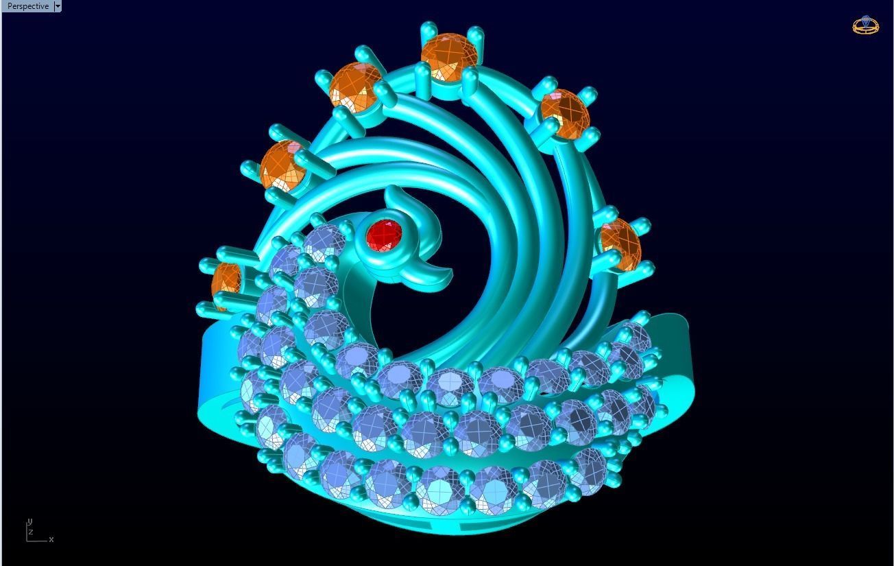 Peacock Ring - Bird ring 3D print model_8