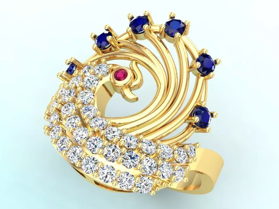 Peacock Ring - Bird ring 3D print model_0
