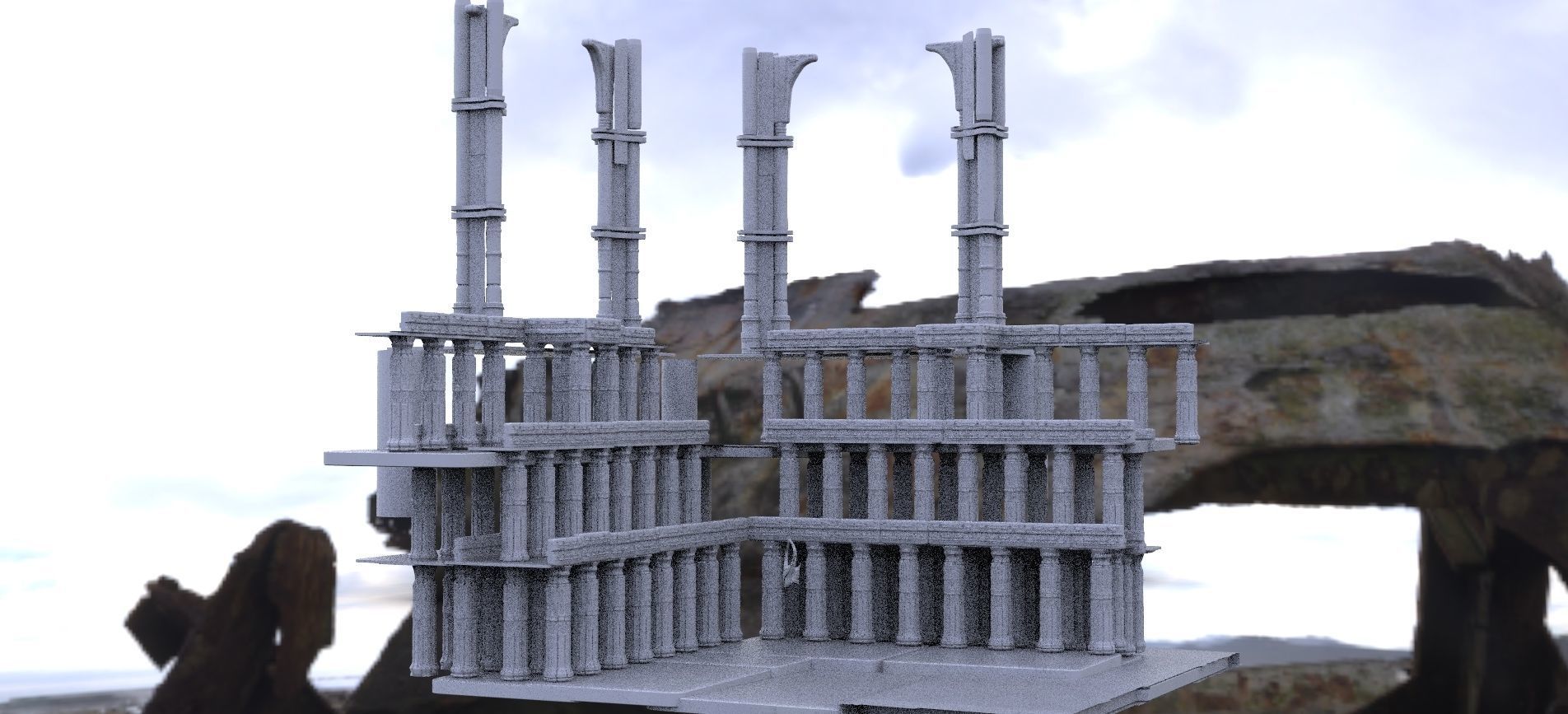 Temple Tall Big pillars 3D model_2