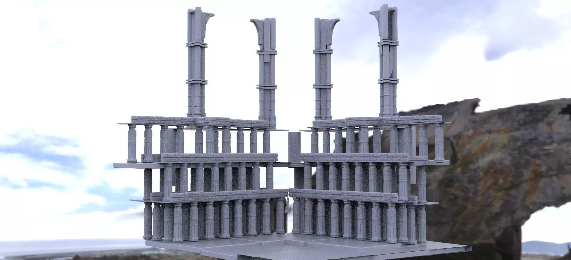 Temple Tall Big pillars 3D model_0