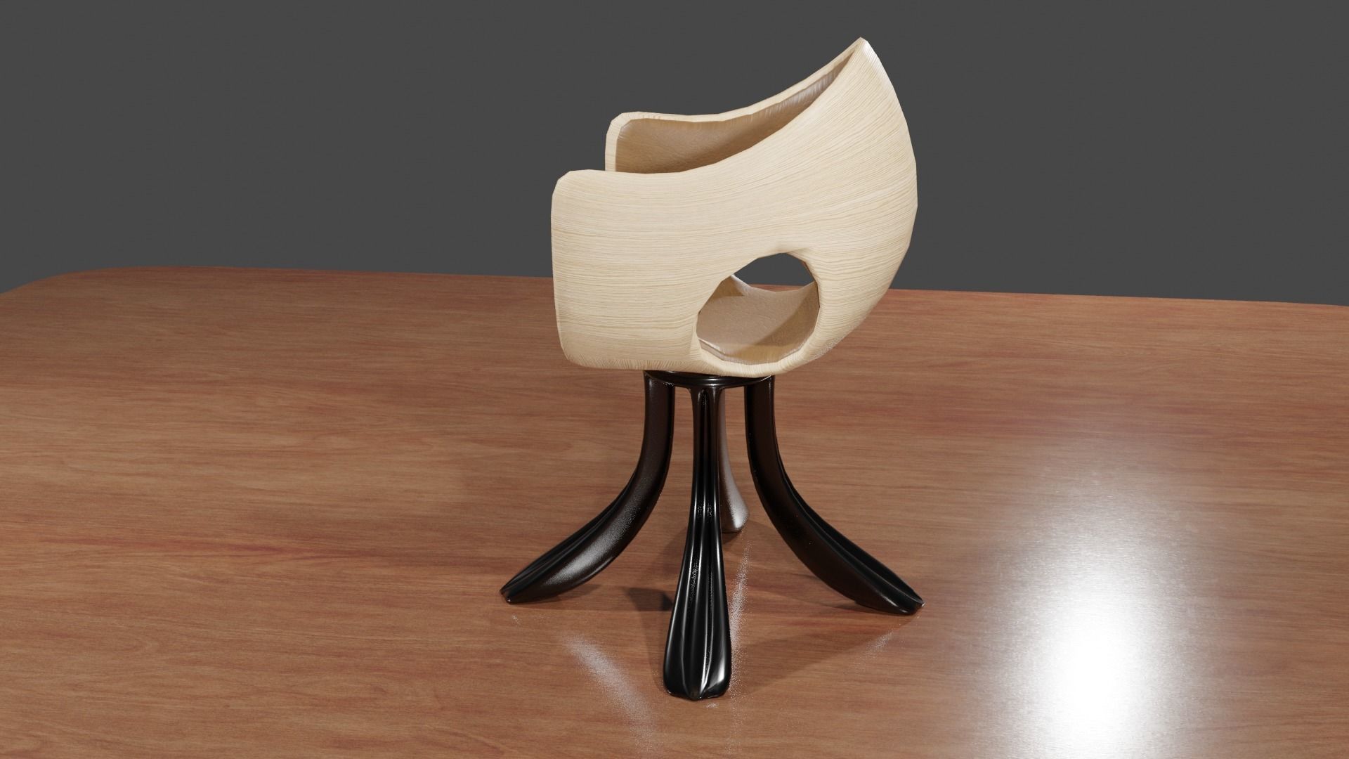 Chair on wooden table Low-poly 3D model_1