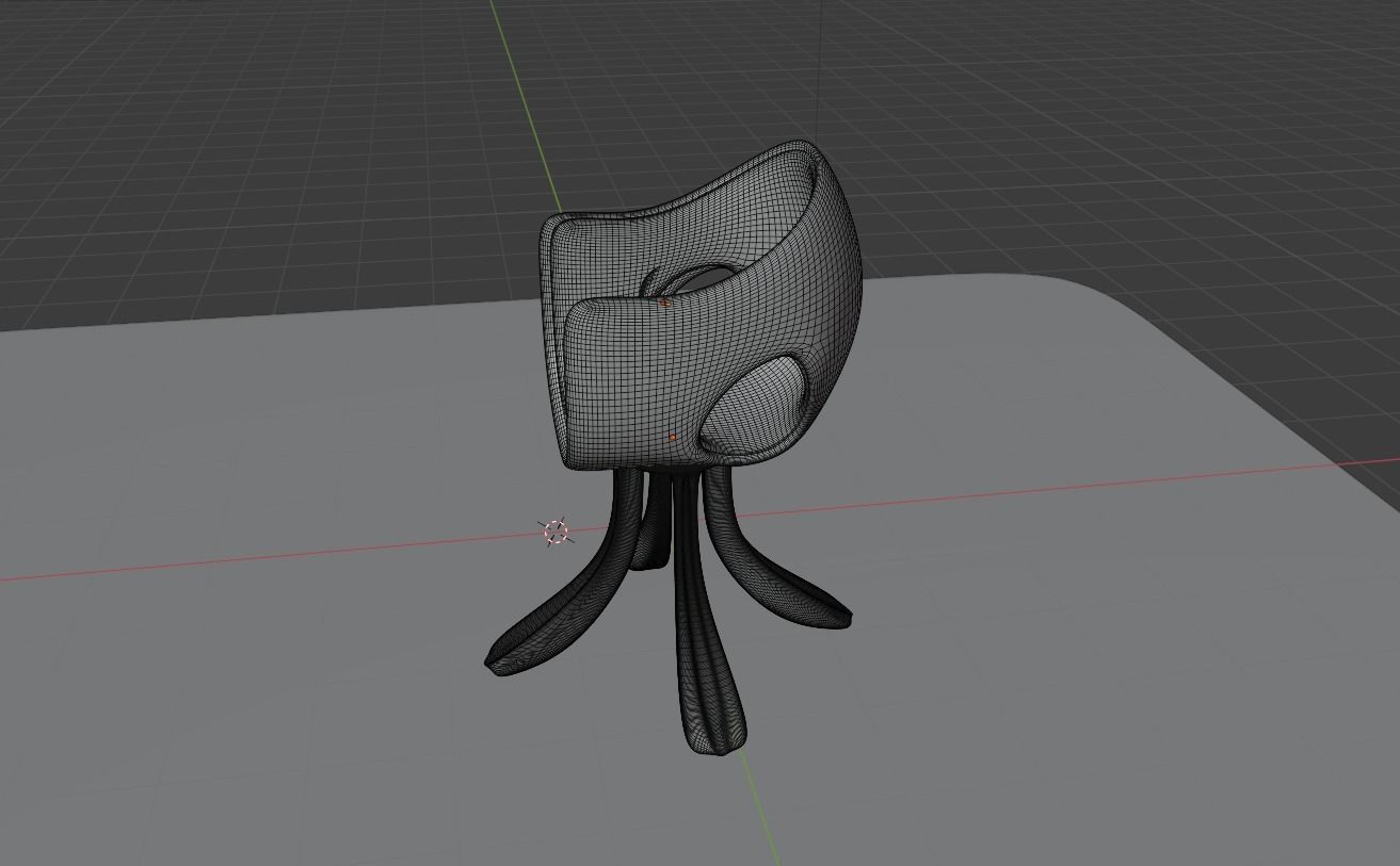 Chair on wooden table Low-poly 3D model_3