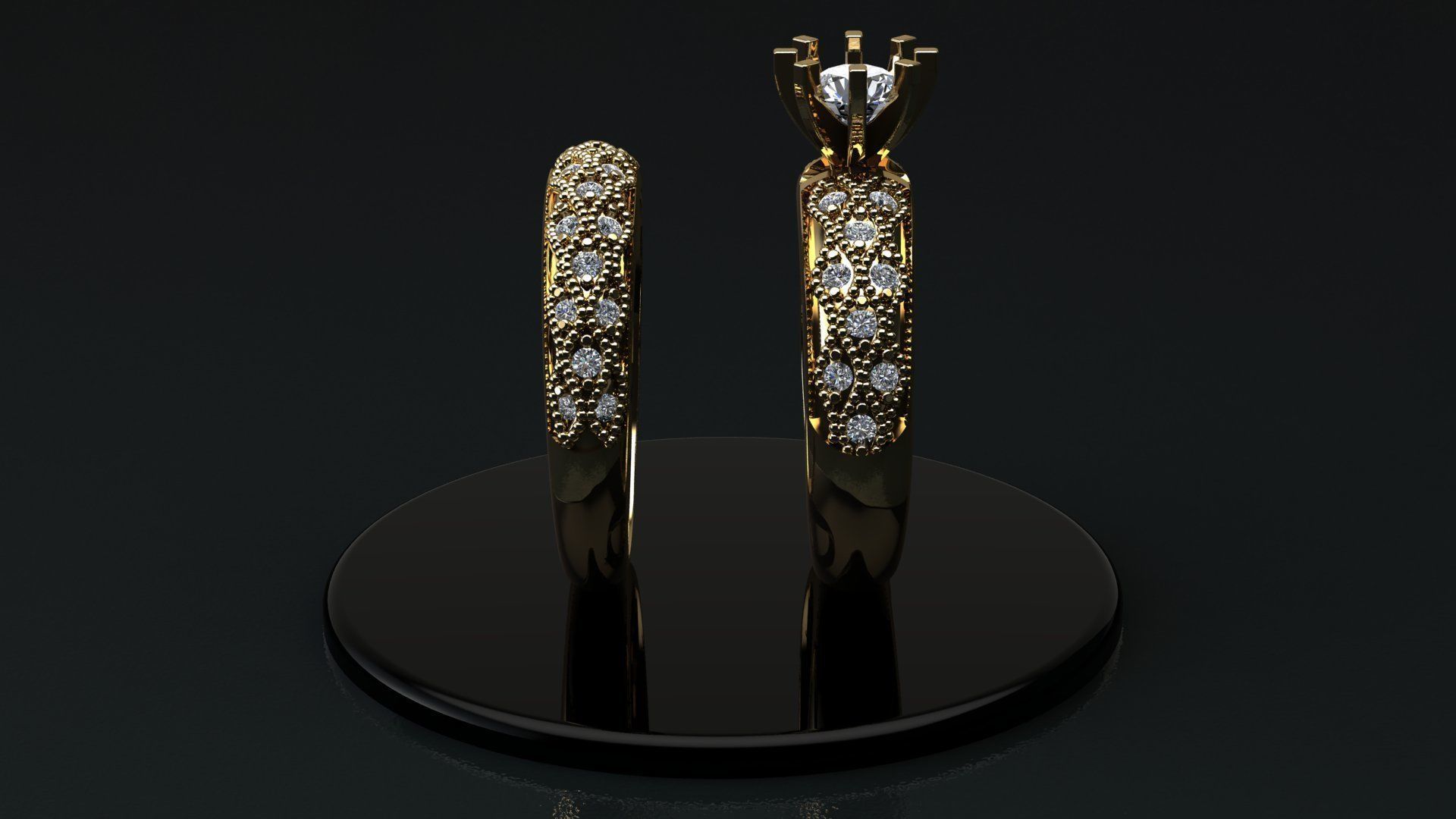 solitaire set ring 3D print model_5